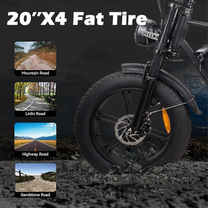 G60 Electric Bike – 1000W Power, 20" Fat Tires, 48V 20AH Battery, 50-60KM Range for Unstoppable Adventures