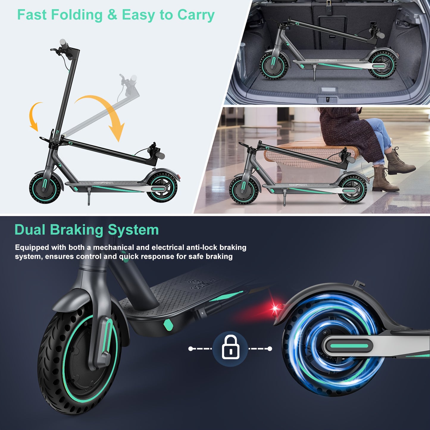 V8 Electric Scooter, 350W 10.5AH 30KM/H 8.5inch Honeycomb Tire, E Scooter For Adult