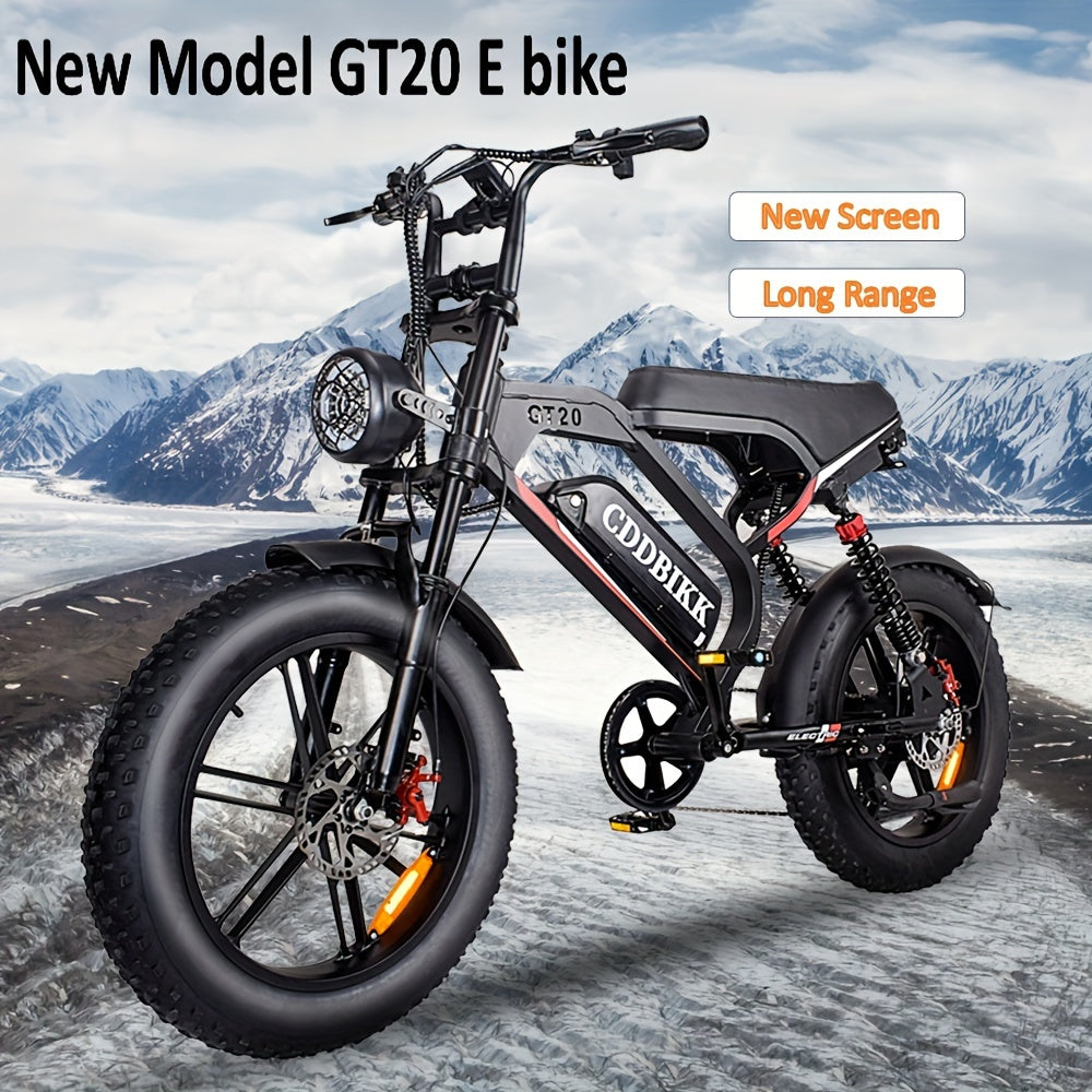 GT20 Electric Bike – 1000W Power, 50KM/H Speed, 20" Fat Tires for Thrilling Rides & 60KM Range