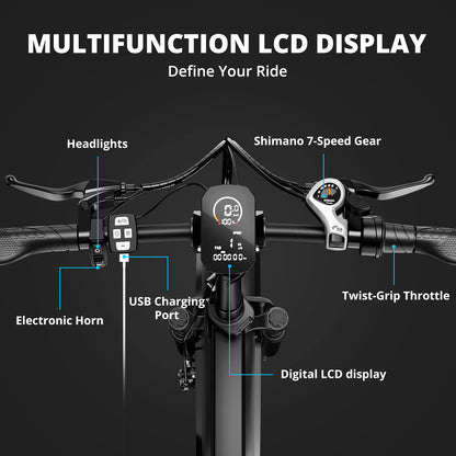 E20 Electric Bike – Foldable 20" Fat Tires, 1000W Power, 15AH Battery for Ultimate Convenience & Performance