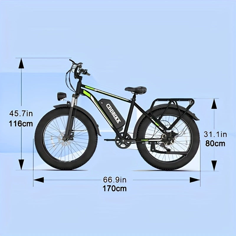 F26 Electric Bicycle，Equipped 48V 18AH Ultra-Long Life Battery，26Inch Tire and Hydraulic Brake - Suitable for Urban and Cross-Country Riding